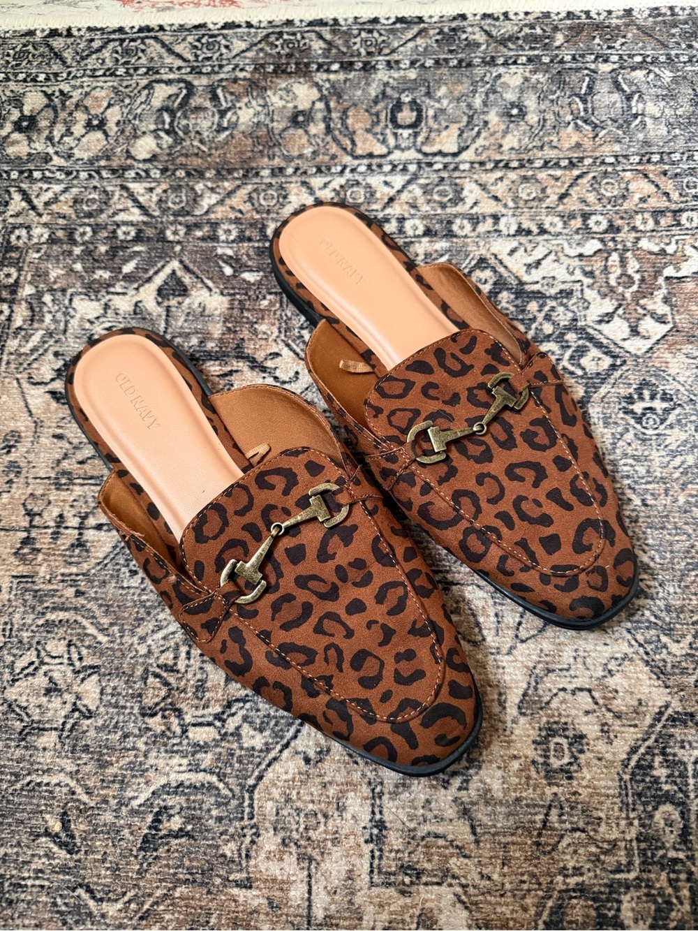 Old Navy Brown Leopard Print Slip-On Mules